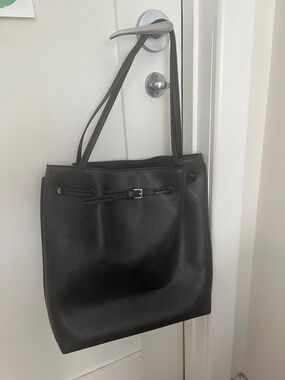 H&M Black Shoulder Tote with Buckle Strap Detail